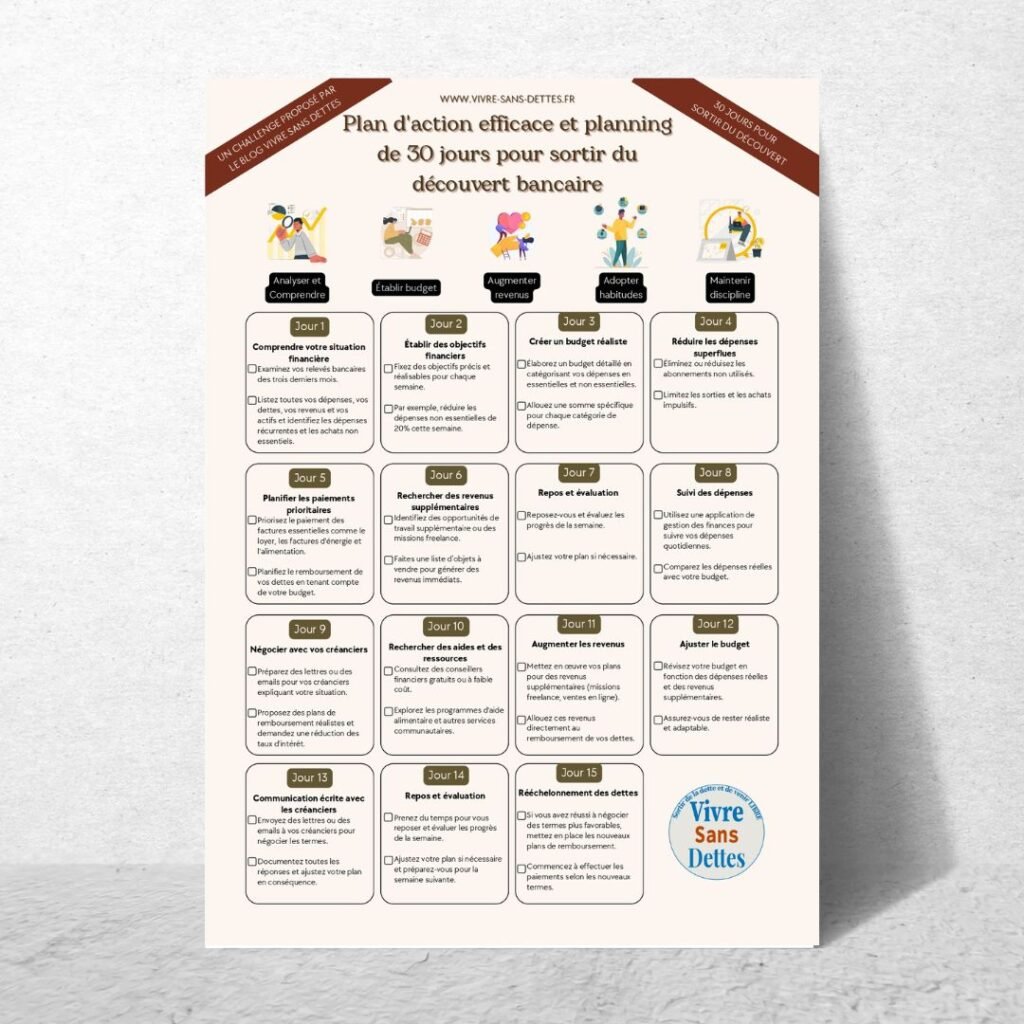 Plan d’action & planning 30 jours – Sortir du découvert bancaire